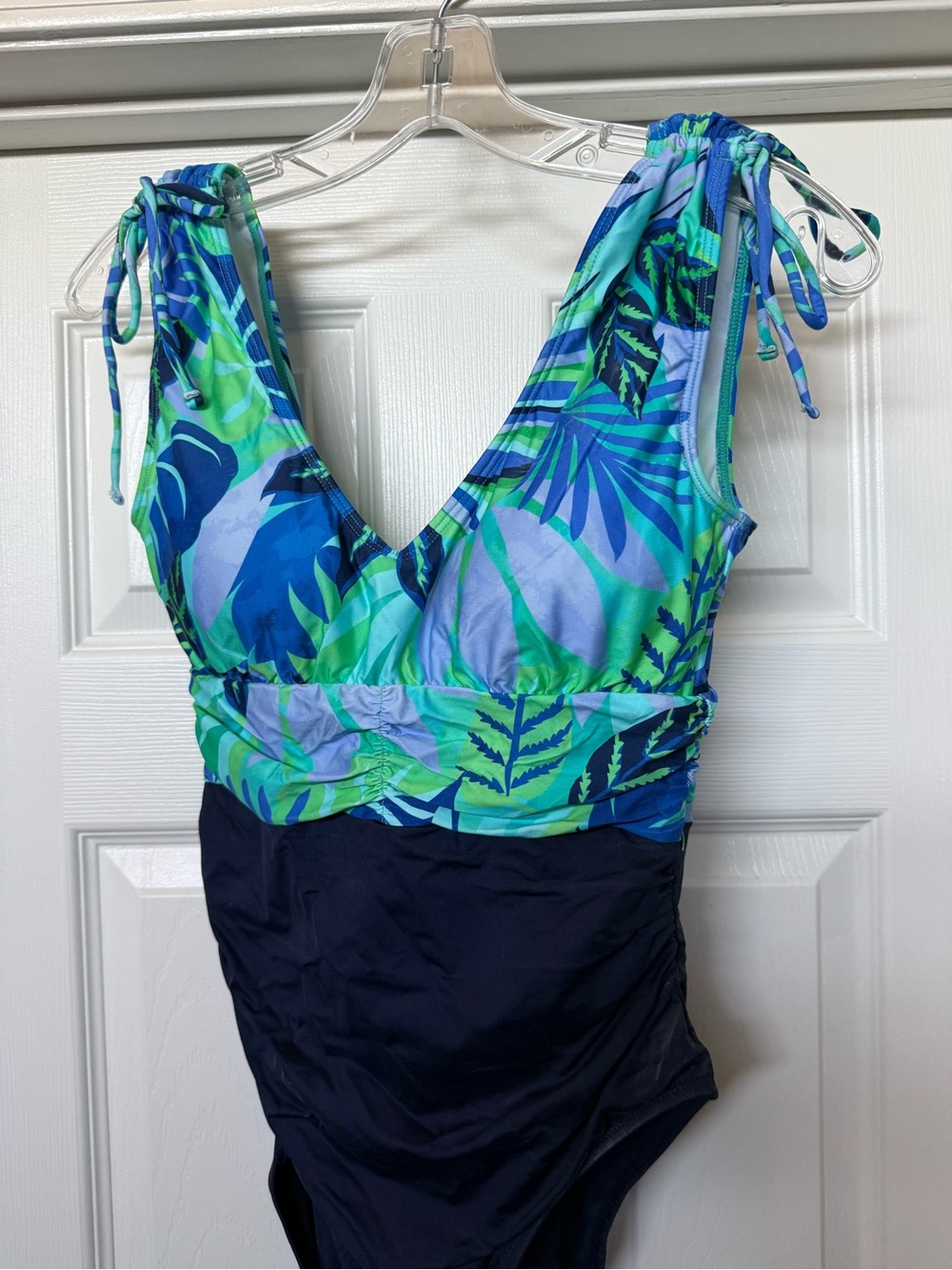 24th & Ocean Blue & Green Tropical Print One-Piece Swimsuit